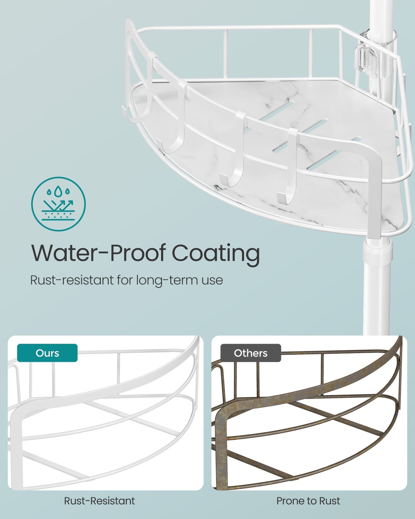 4-Tier Corner Shower Caddy - Cloud White - Rust-Resistant