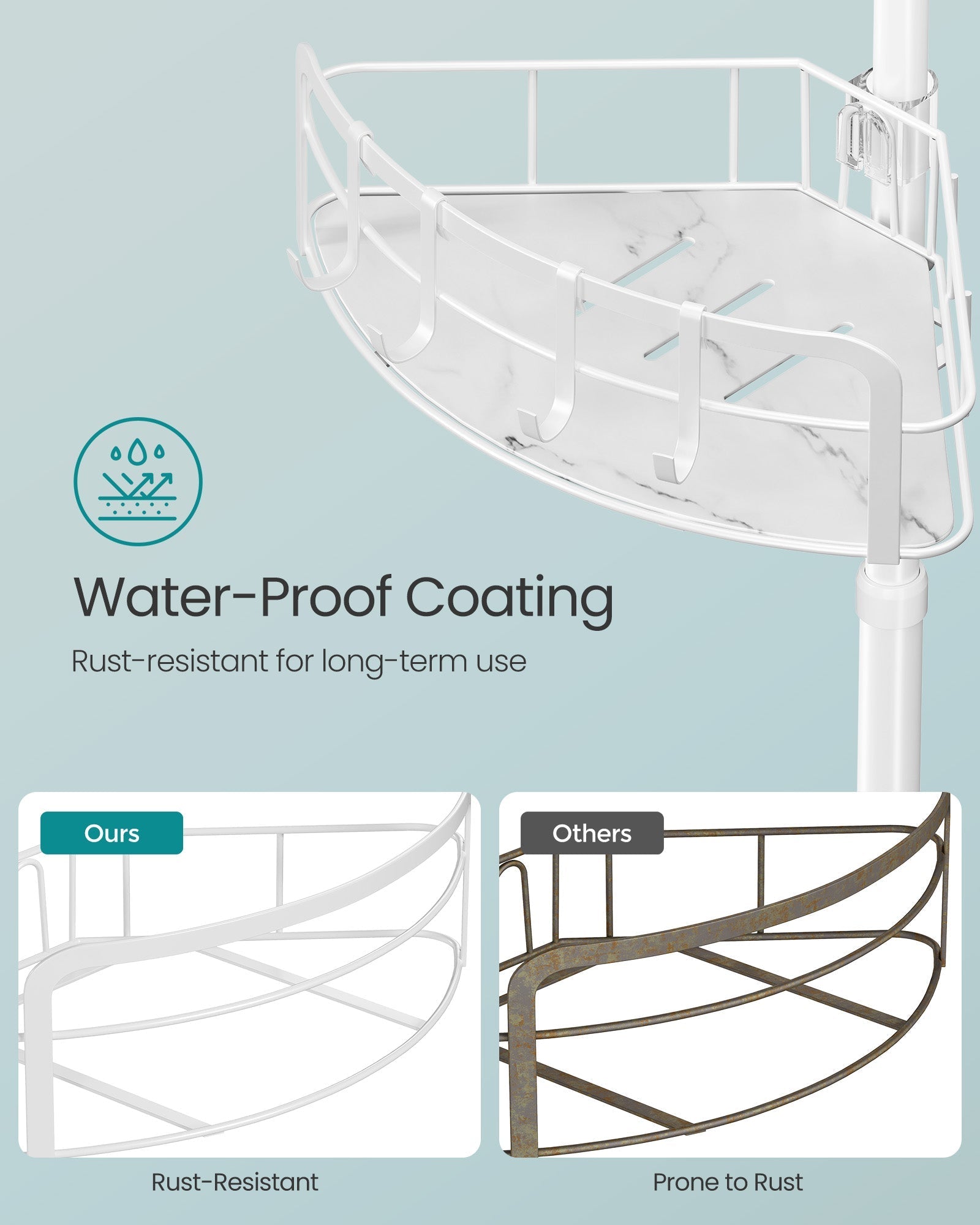 4-Tier Corner Shower Caddy - Cloud White - Rust-Resistant