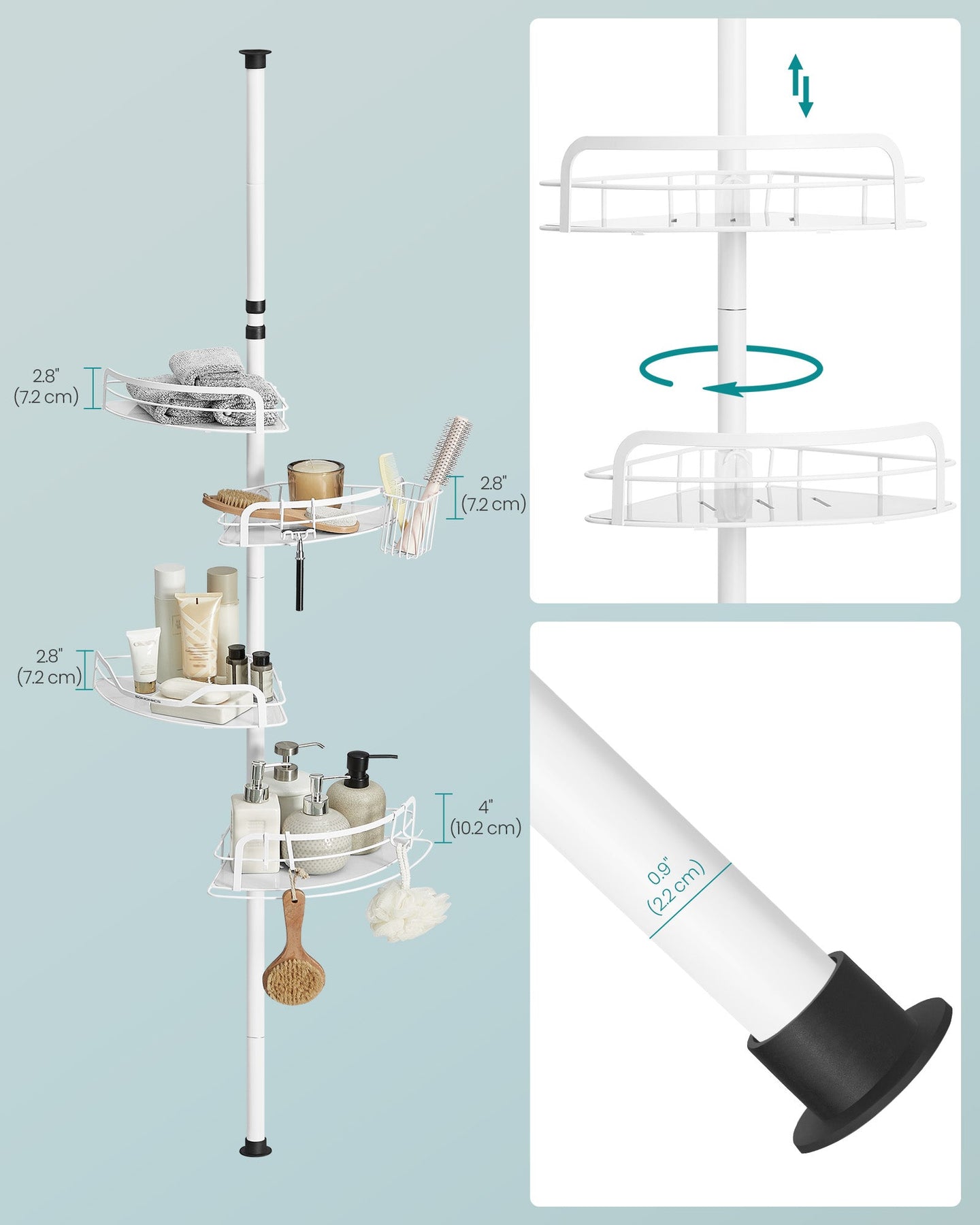 4-Tier Corner Shower Caddy - Cloud White - Rust-Resistant