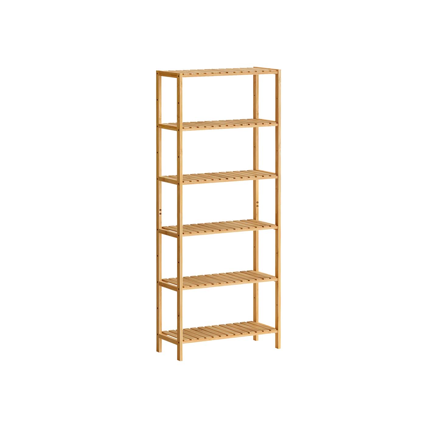 Bamboo Storage Shelf - Natural Beige - Six-Tier Multifunctional Unit