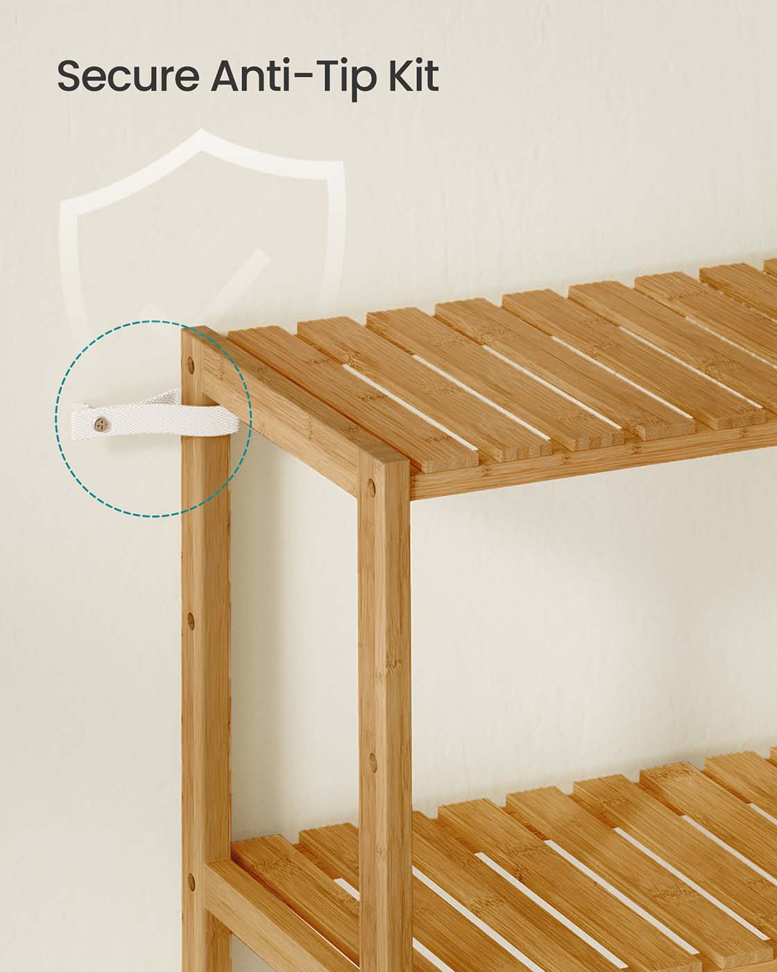 Bamboo Storage Shelf - Natural Beige - Six-Tier Multifunctional Unit