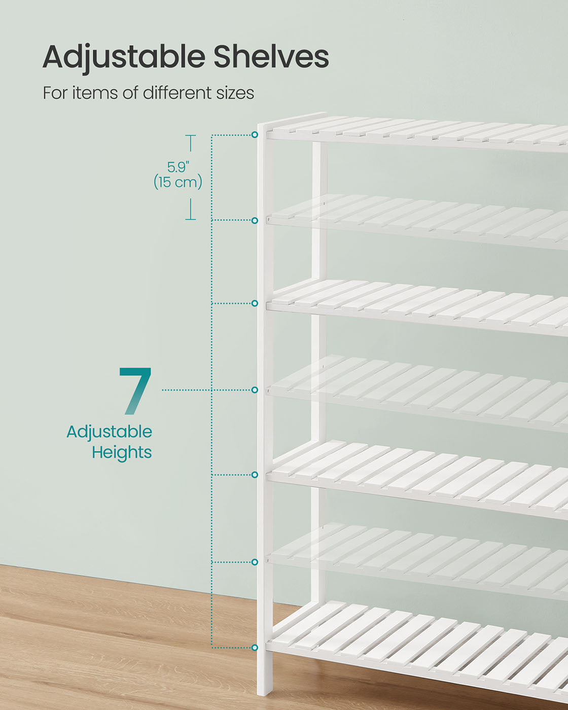 4-Tier Bamboo Storage Shelf - 26 x 60 x 100 cm - White - Bathroom