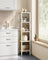 5-Tier Bathroom Shelf - Bamboo - Cloud White - Narrow Space Design