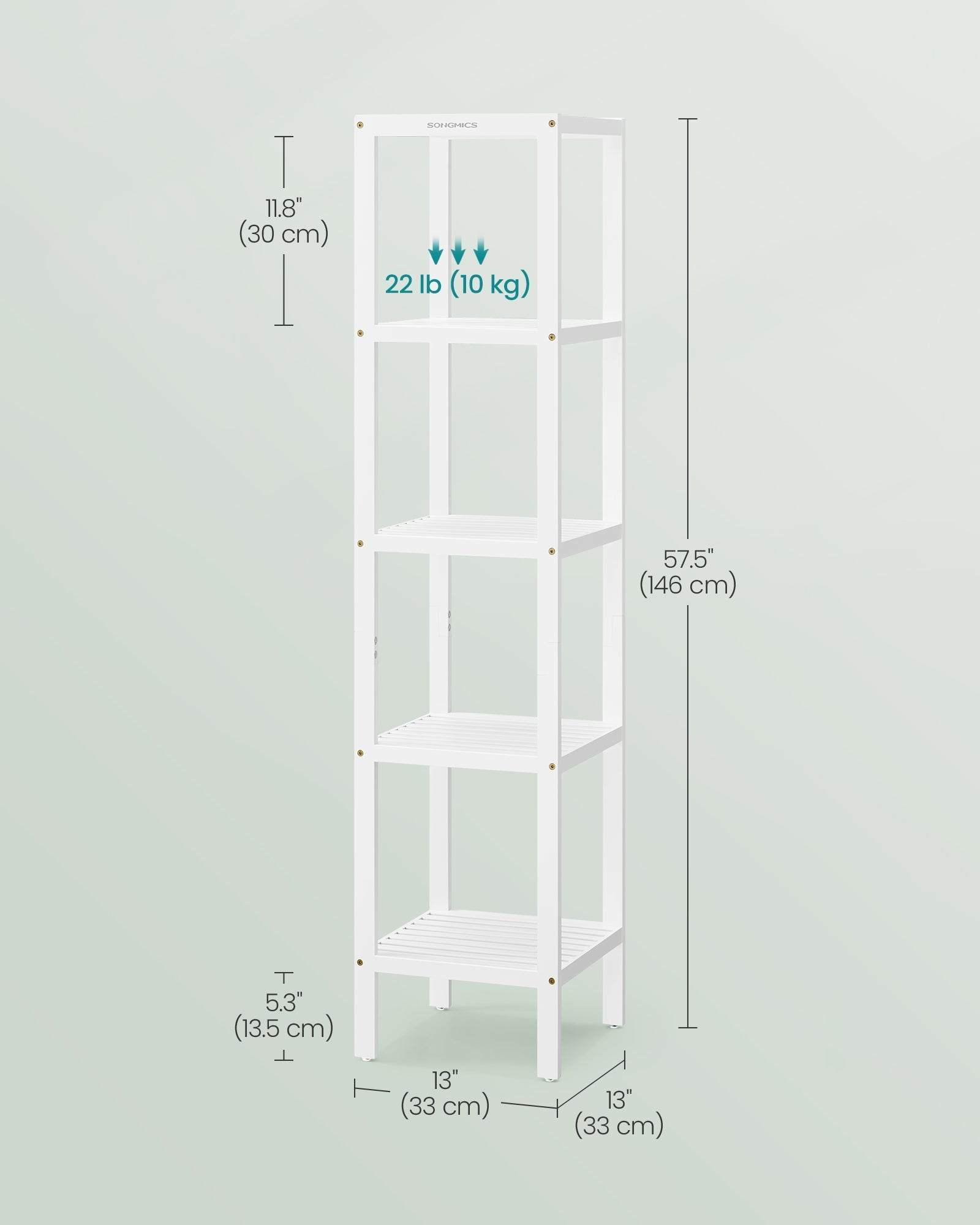 5-Tier Storage Shelf - Bamboo - Cloud White