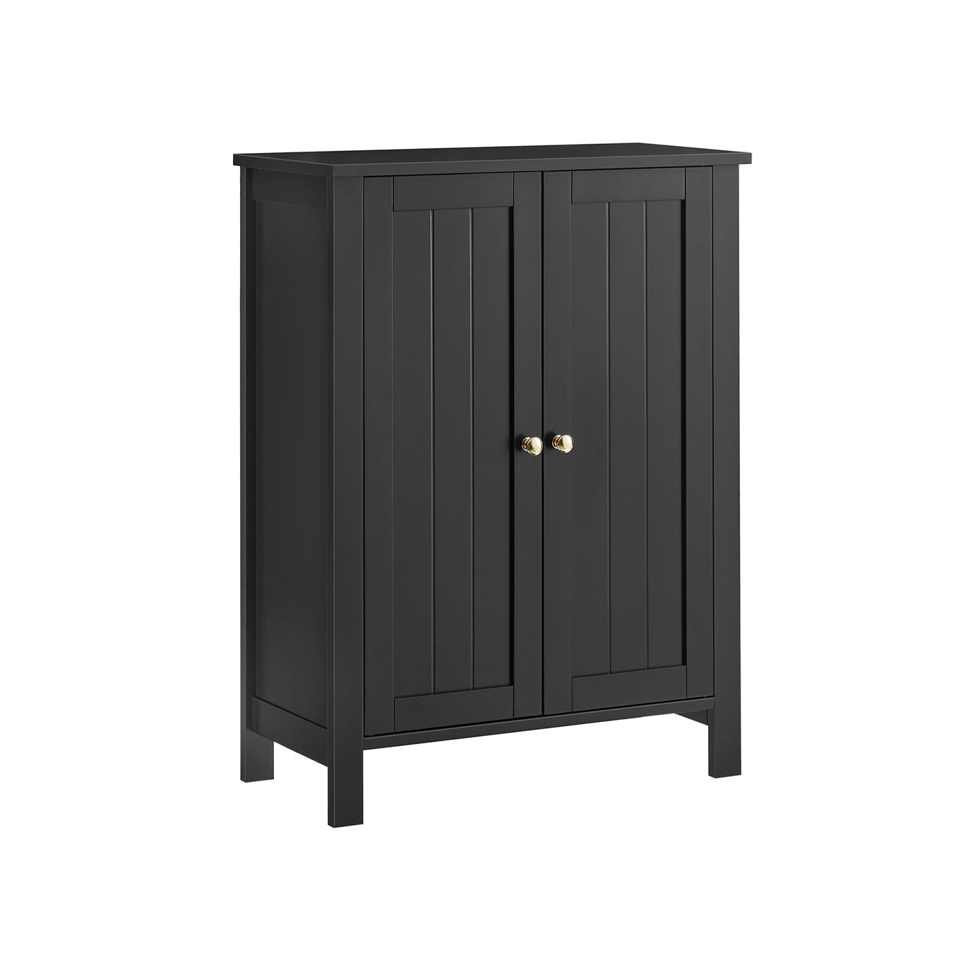Bathroom Cabinet - Wood - Ink Black - Freestanding with Adjustable Shelves