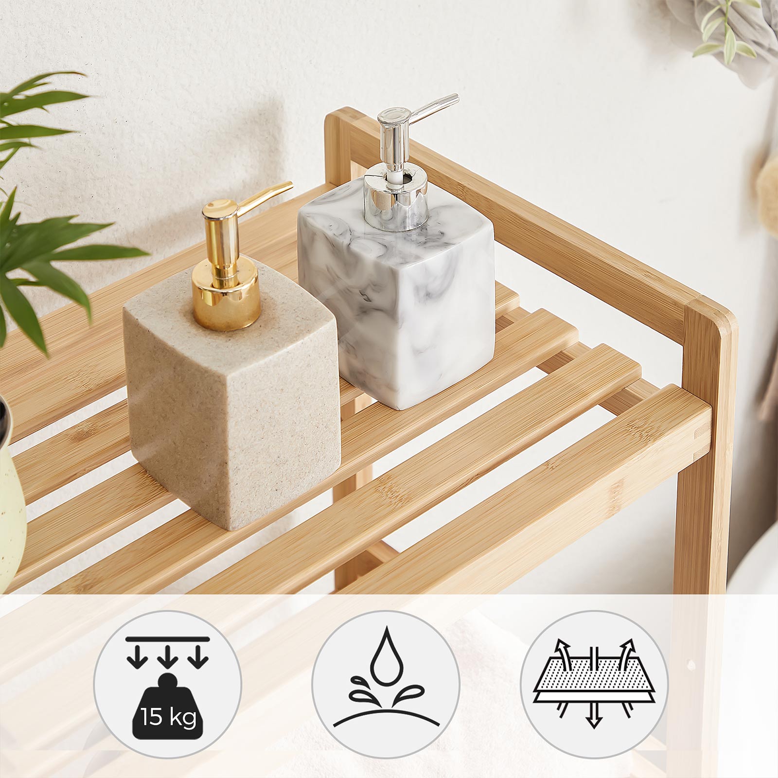 4-Tier Bamboo Shelving Unit - Bamboo - Natural
