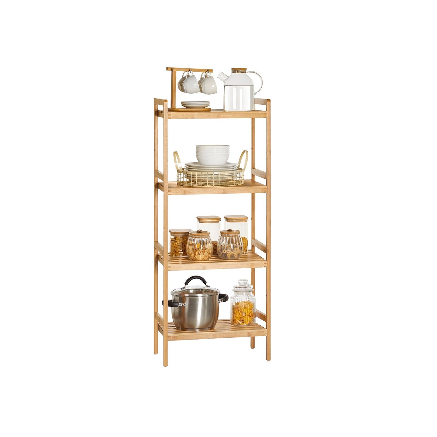 4-Tier Bamboo Shelving Unit - Bamboo - Natural
