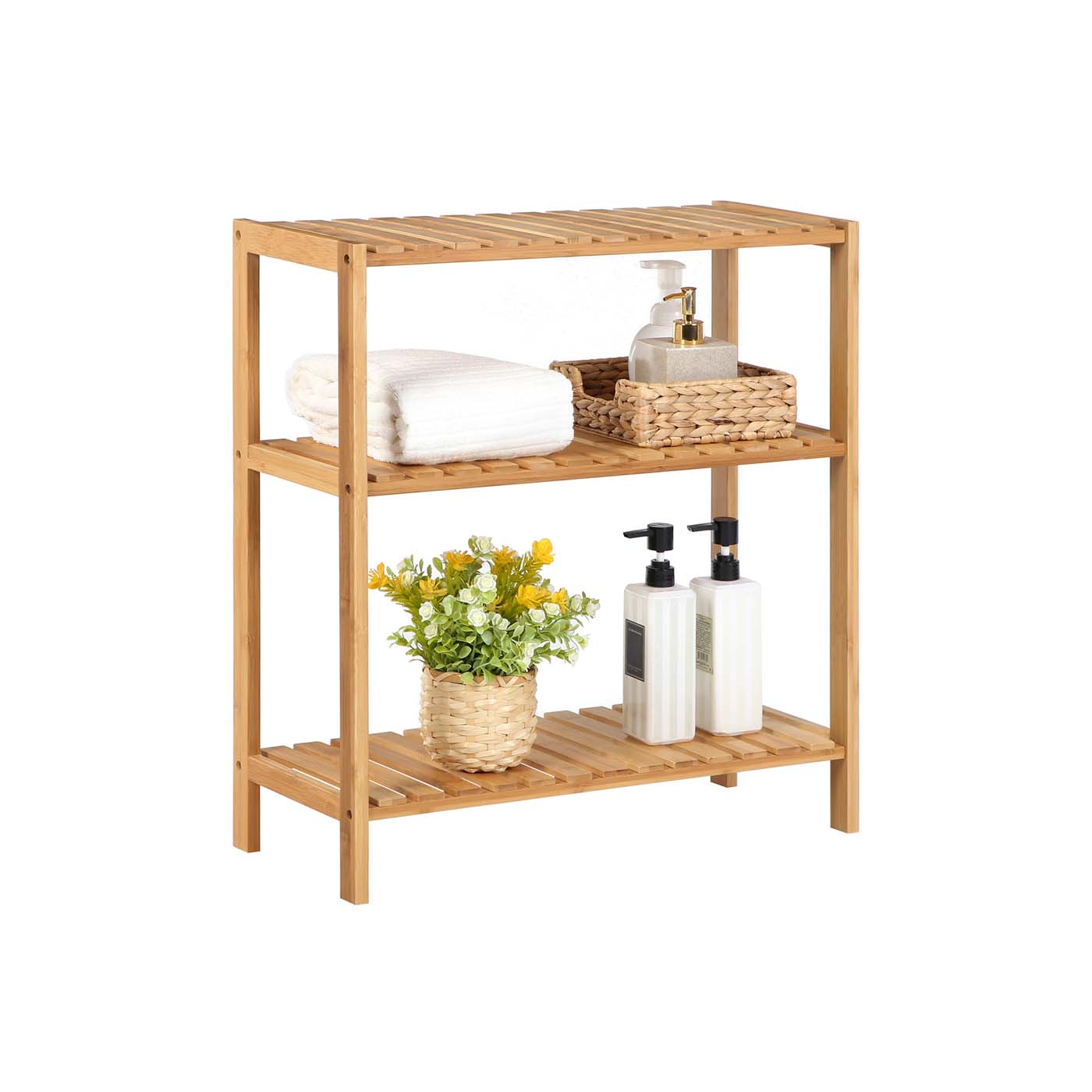Bamboo Storage Stand Shelf - Bamboo - Natural - 3-Tier Design with Versatile Use