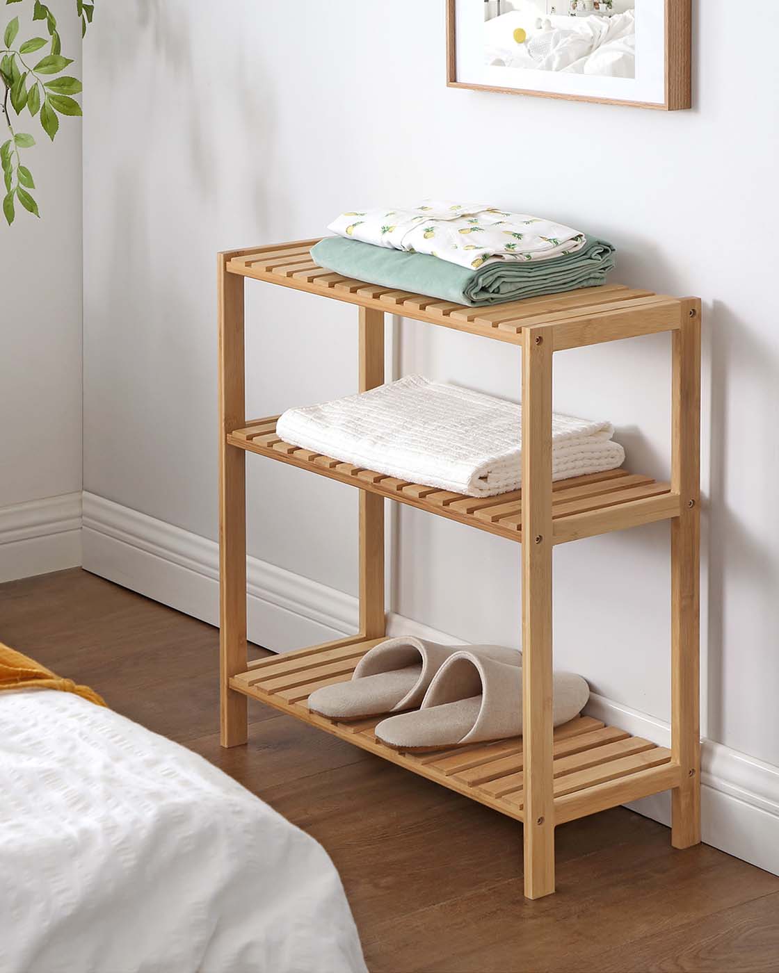Bamboo Storage Stand Shelf - Bamboo - Natural - 3-Tier Design with Versatile Use