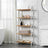 5-Tier Storage Shelf - Bamboo - White and Natural - Adjustable Heights