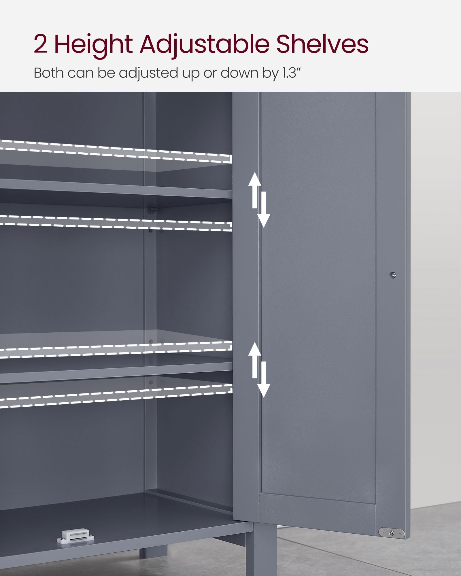 Freestanding Bathroom Cabinet - Wood - Flint Grey - Double Door with Adjustable Shelves