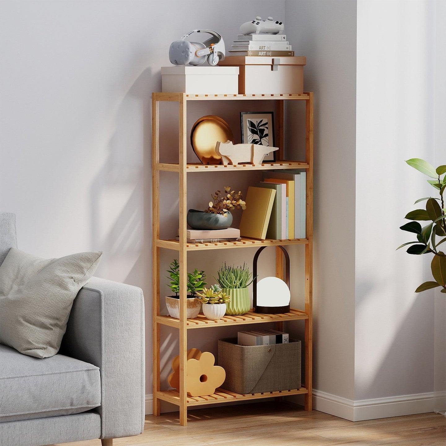 5-Tier Storage Shelf - Bamboo - Natural - Kitchen