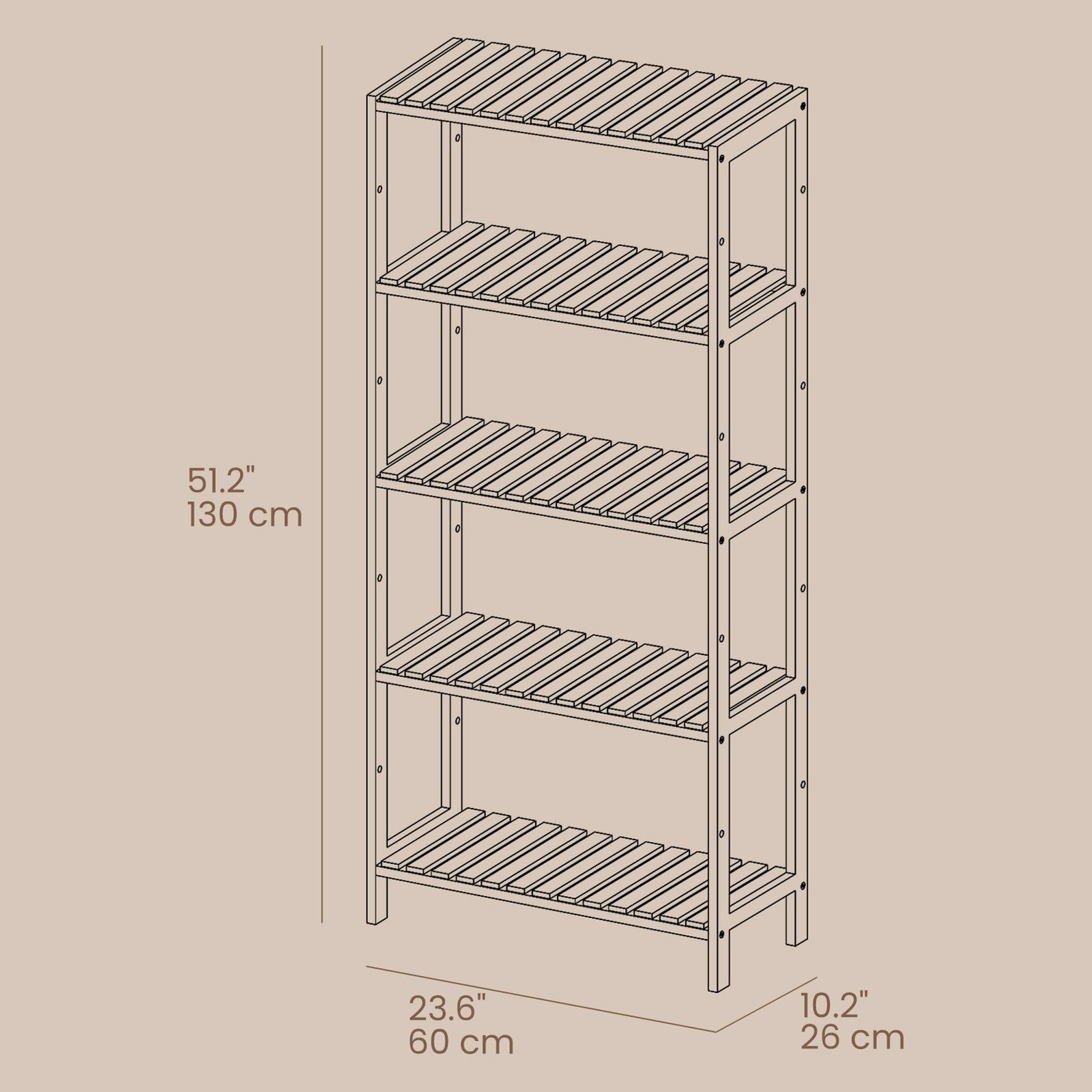 5-Tier Storage Shelf - Bamboo - Natural - Kitchen