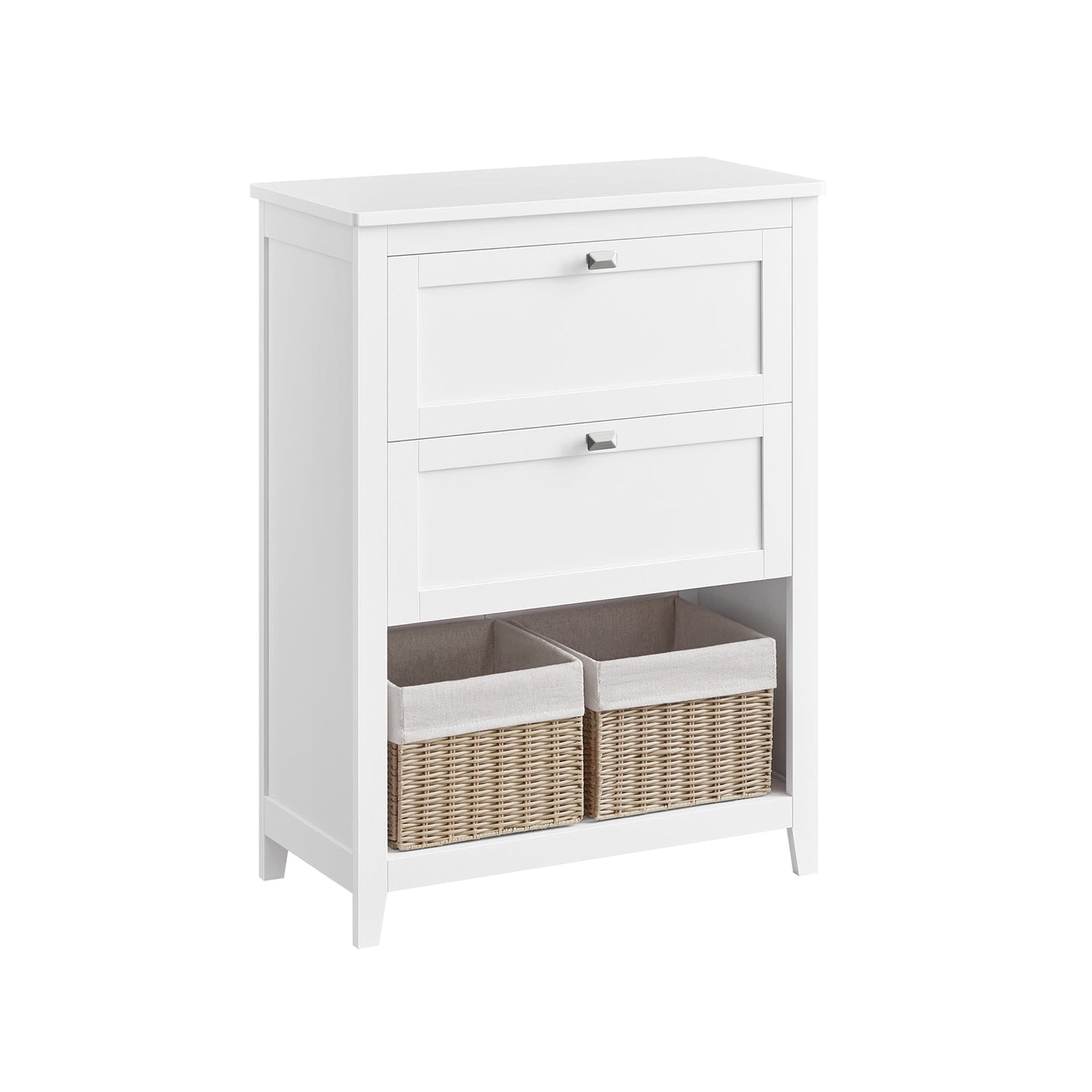 Bathroom Cabinet - Wood - Cloud White - 2 Drawers with Adjustable Dividers and 2 Baskets