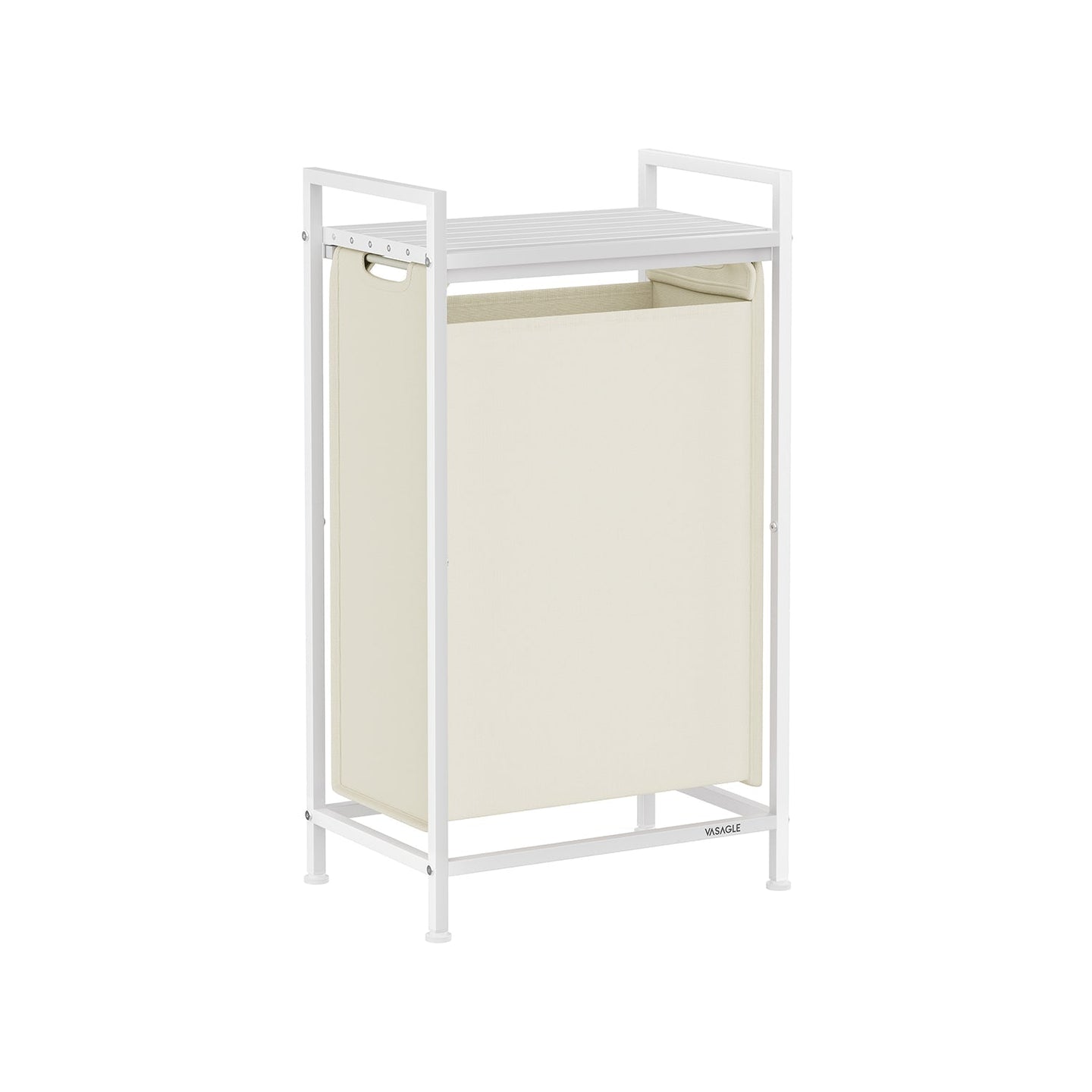Pull-Out Laundry Basket - Metal Frame - Cream White - Removable Laundry Bag