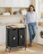 Laundry Basket - Fabric - Ink Black - 2 Compartment Hamper with Wheels and Storage Shelf