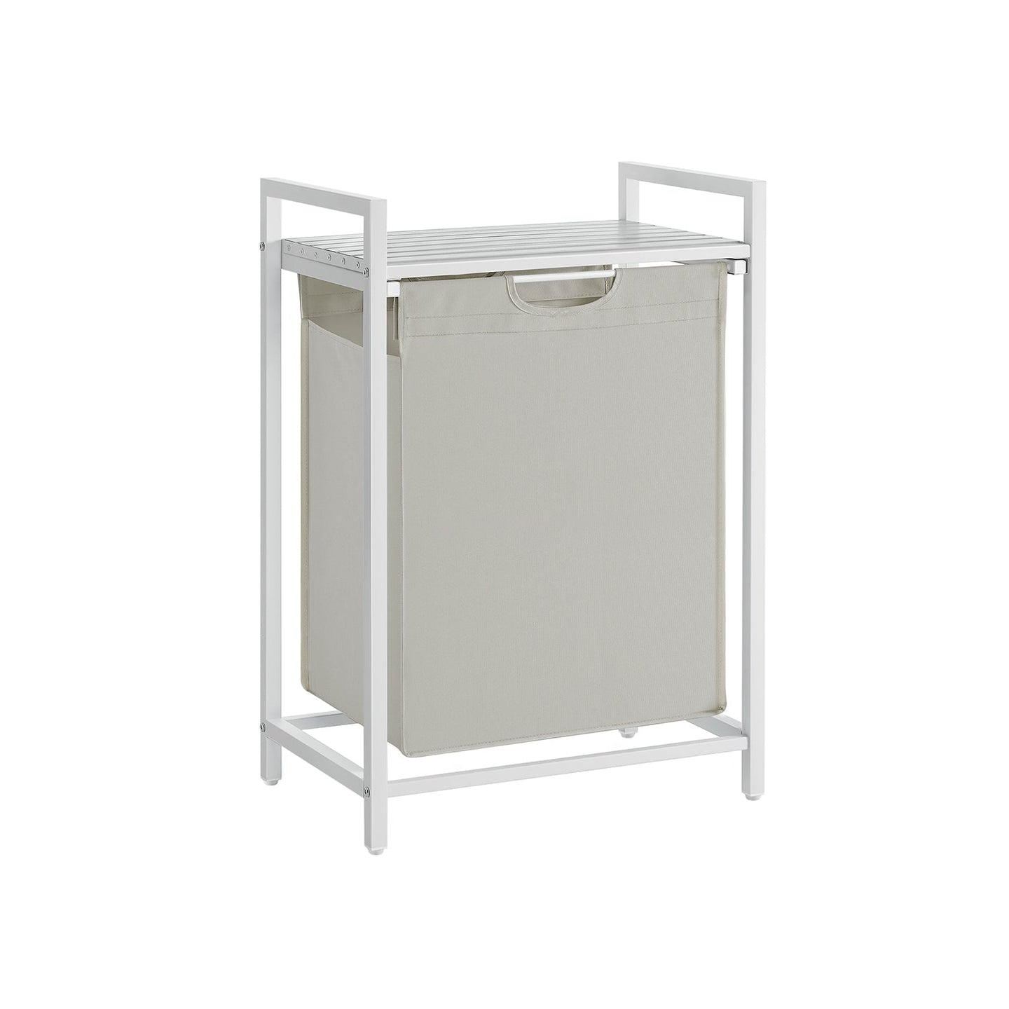 Laundry Basket - Metal Frame - Rustic Brown and Black - 65L Capacity with Pull-Out and Removable Bag
