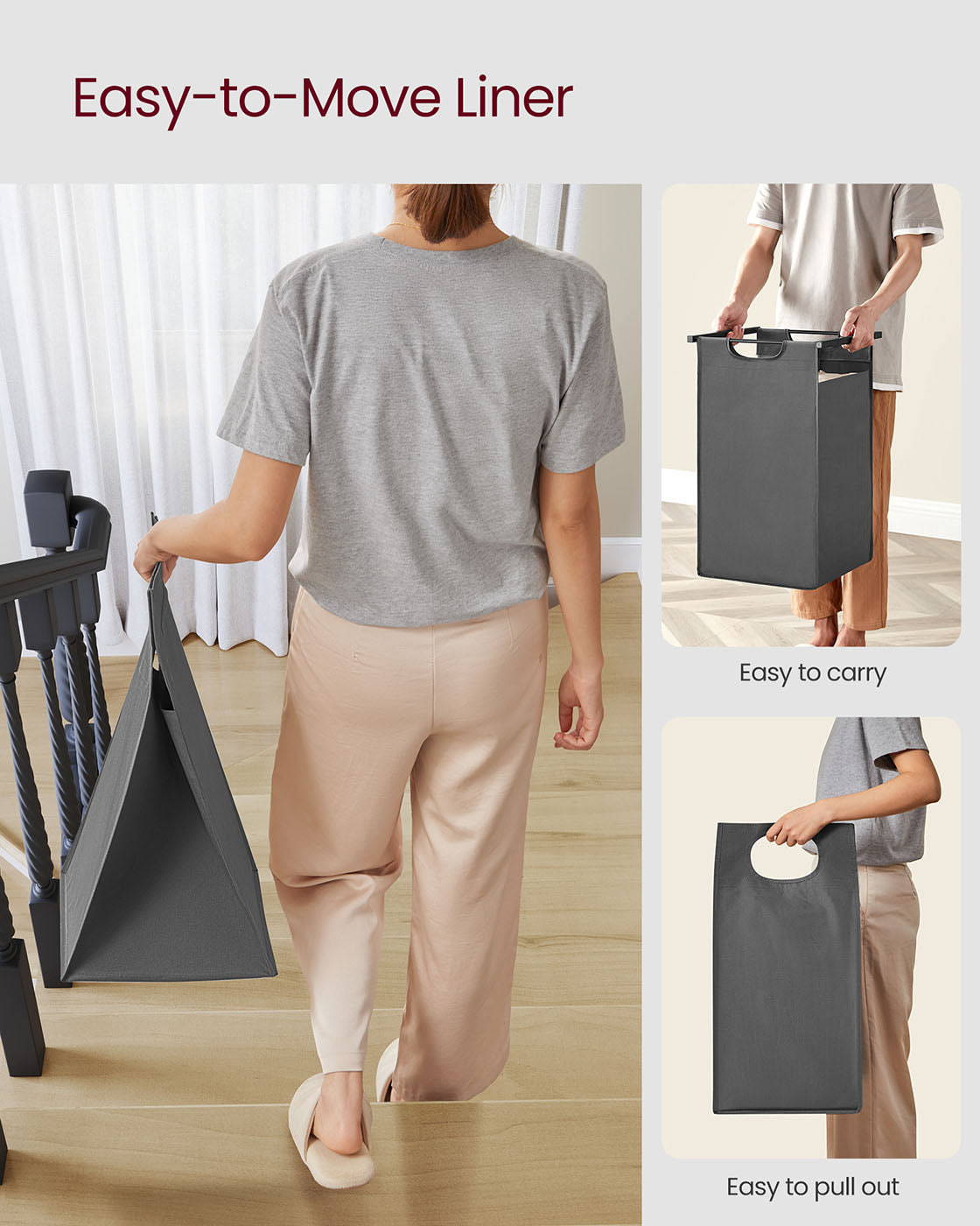 Laundry Hamper - Metal Frame - Rustic Brown and Black - 2-Compartment with Shelf and Removable Bags