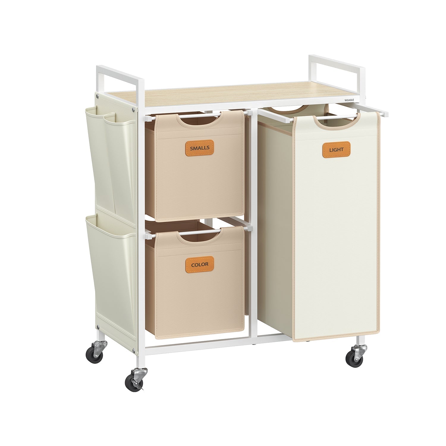 Laundry Hamper - Fabric - Natural Beige - 3 Compartments