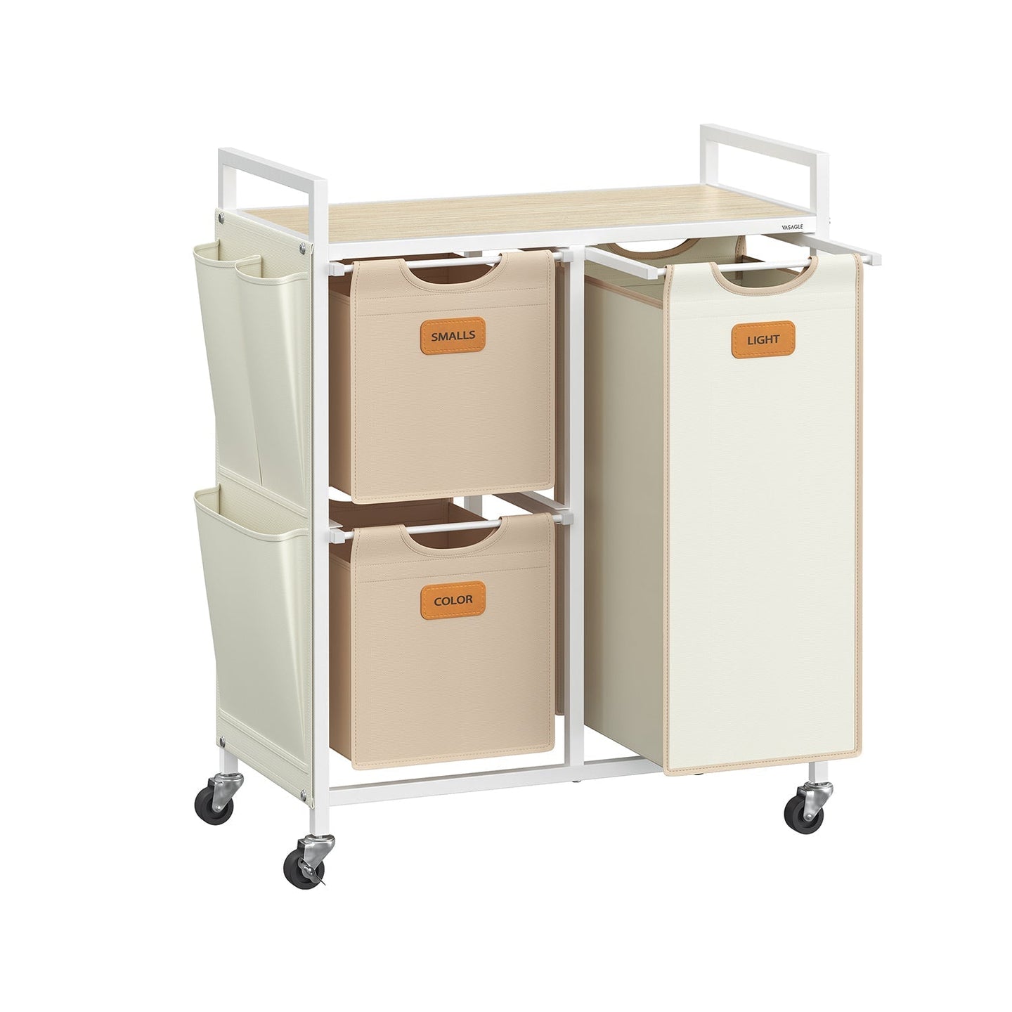 Laundry Hamper - Fabric - Natural Beige - 3 Compartments