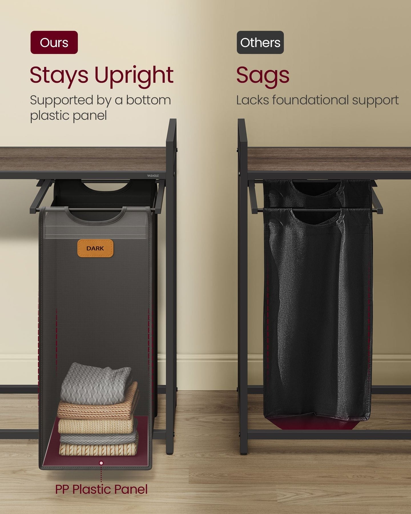 Laundry Hamper - Fabric - Chestnut Brown - 4 Compartments