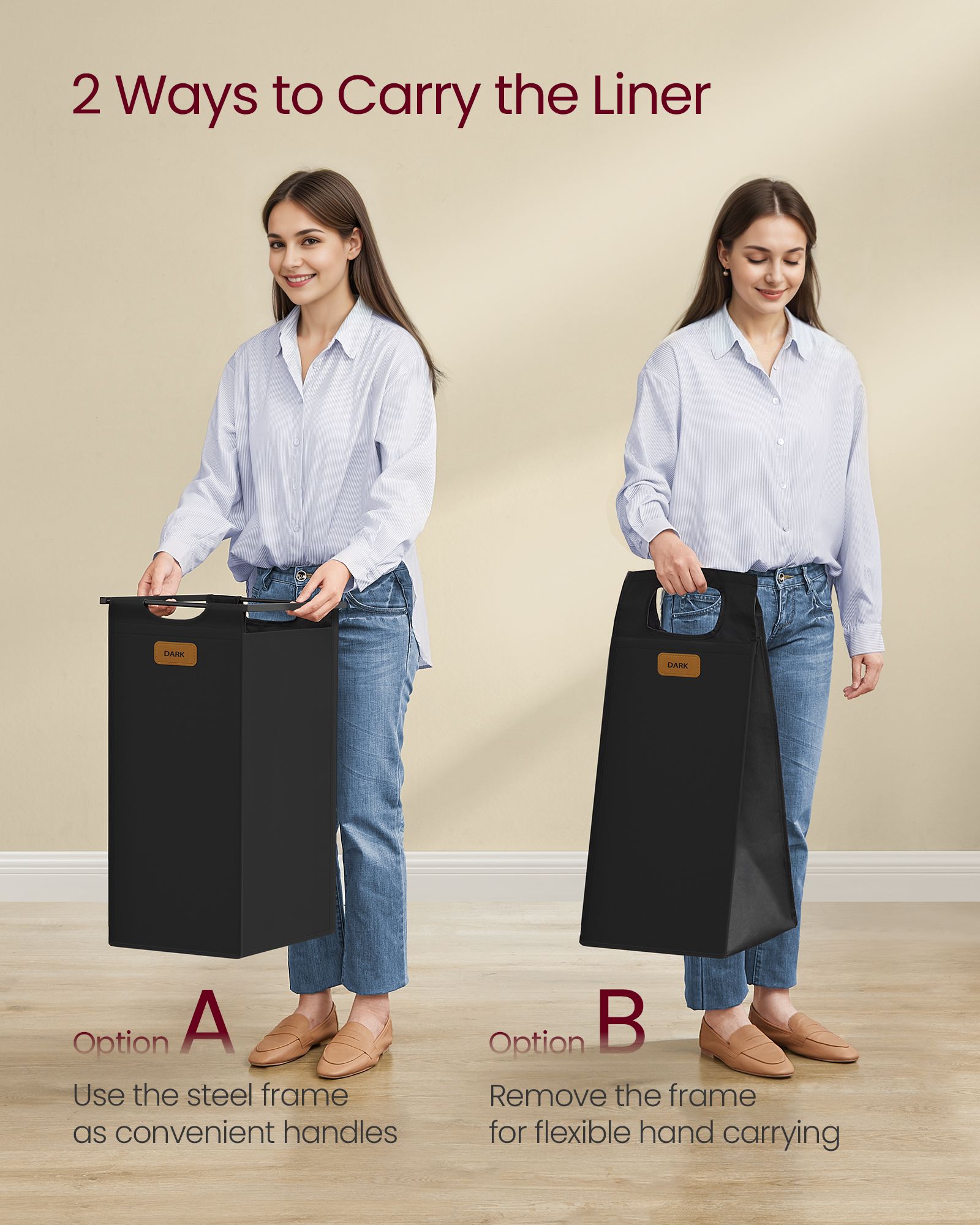 Laundry Hamper - Fabric - Chestnut Brown - 4 Compartments