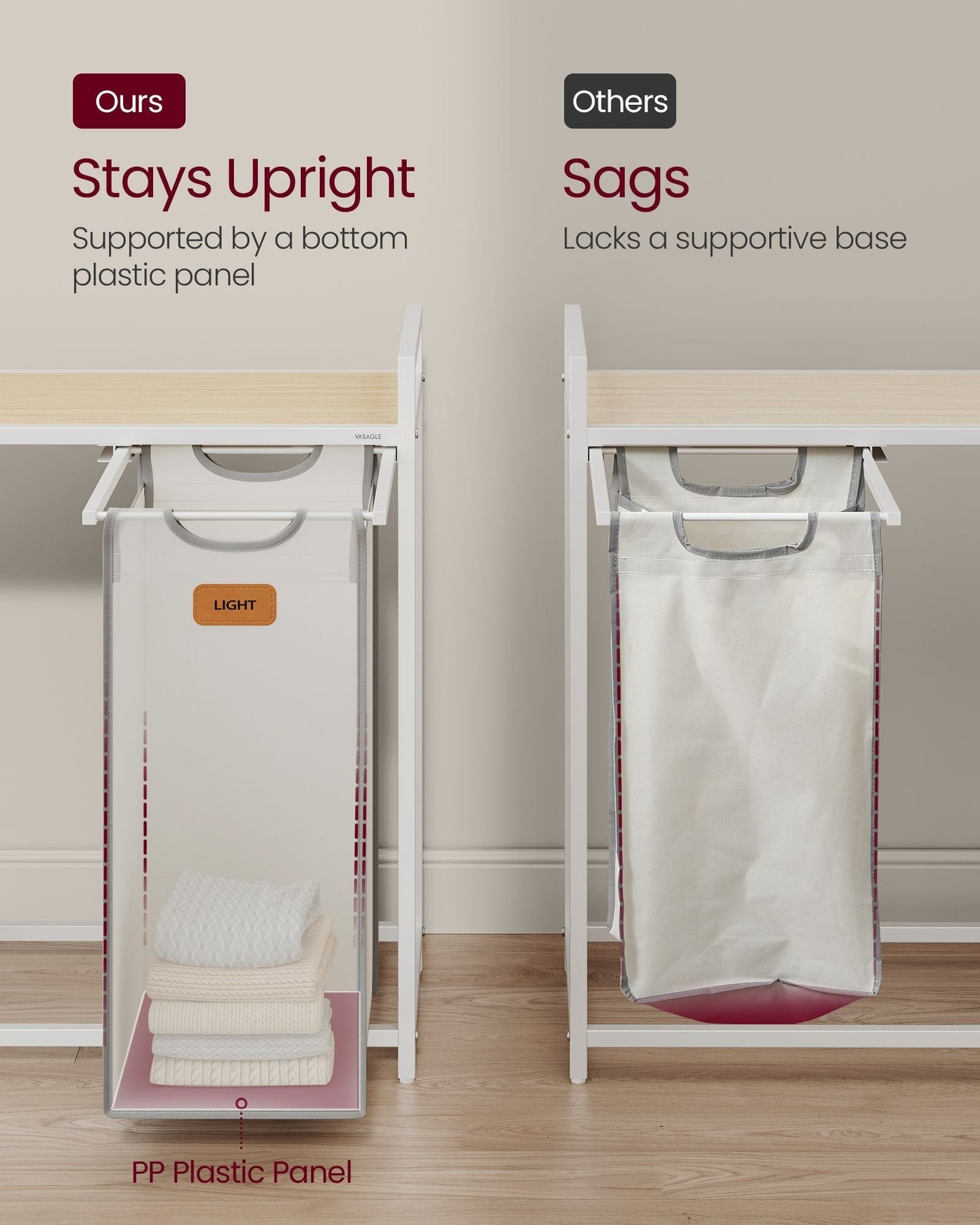 Laundry Hamper - Fabric - Dove Grey - 4 Compartments