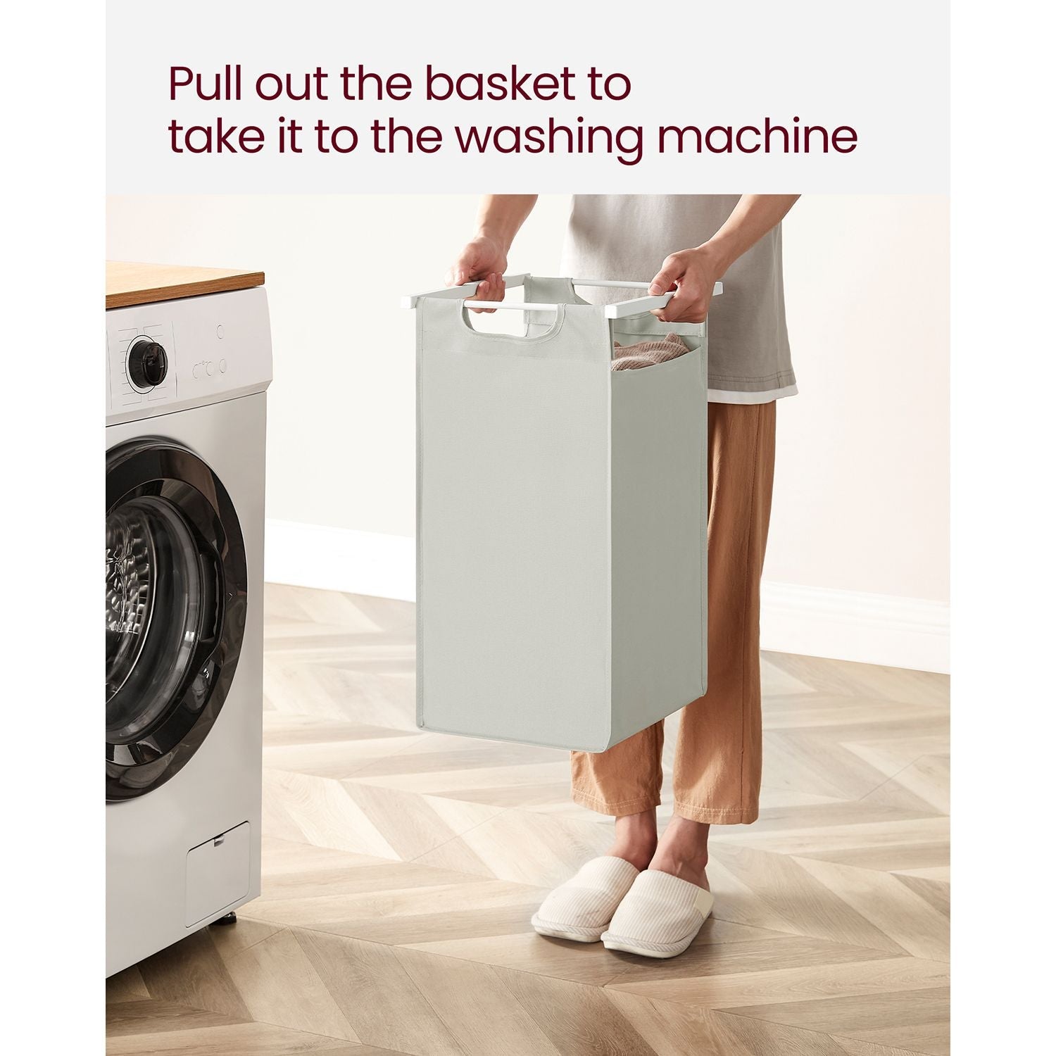 Laundry Basket - Fabric - White - 2 Shelves with 2 Removable Bags