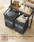 Laundry Hamper with Blanket Ladder - Wood - Rustic Brown - 2-Section with Pull-Out Removable Liners