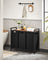 Laundry Sorter - Wood - Rustic Brown and Black - 3 Pull-Out Removable Bags with Storage Shelf