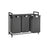 Laundry Basket - Fabric - Black and Grey - 3-Compartment with Pull-Out Removable Bags and Storage Shelf