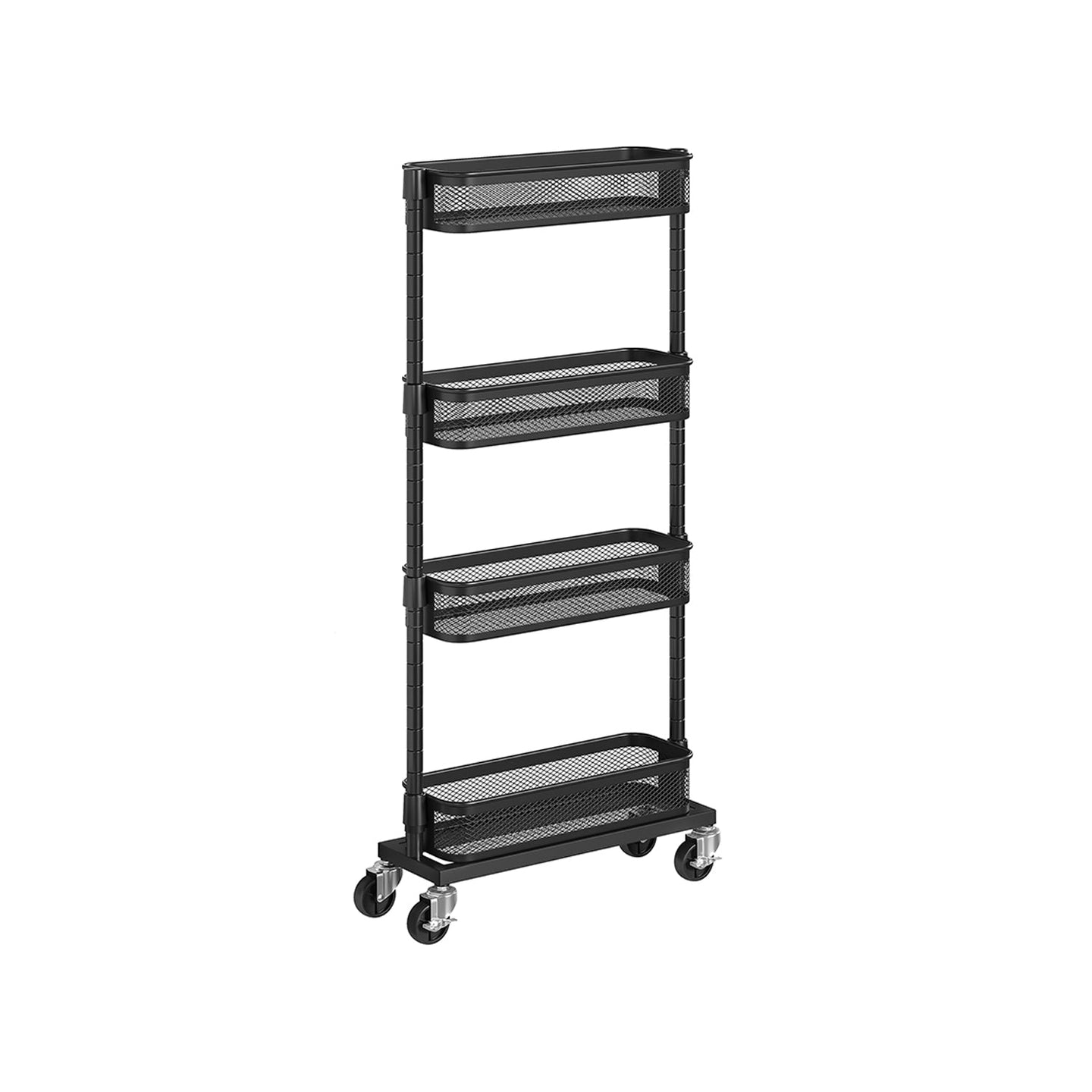 Slide-Out Household Trolley - Metal - Ink Black - Space Saving with 4 Wire Baskets