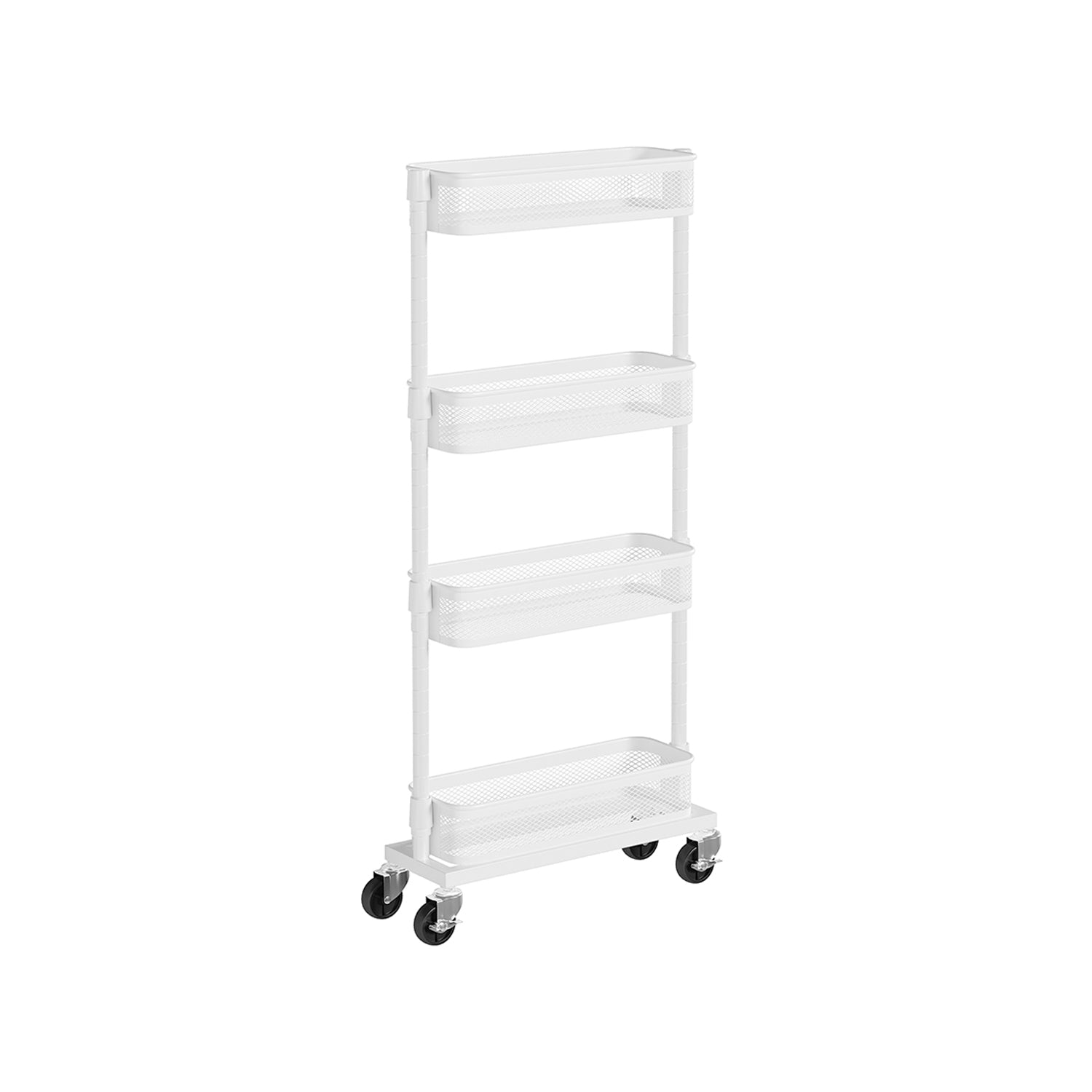 Slide-Out Trolley - Metal - Cloud White - Space Saving with 4 Wire Baskets