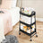 3-Tier Rolling Cart - Metal - Black - Kitchen Storage Trolley with Handles and Brakes