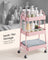 Kitchen Trolley - On Wheels with Shelves - Jelly Pink - 45 x 31 x 77.5 cm