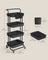 4-Tier Rolling Storage Cart - Steel Frame - Black - Includes Handle and Organisers