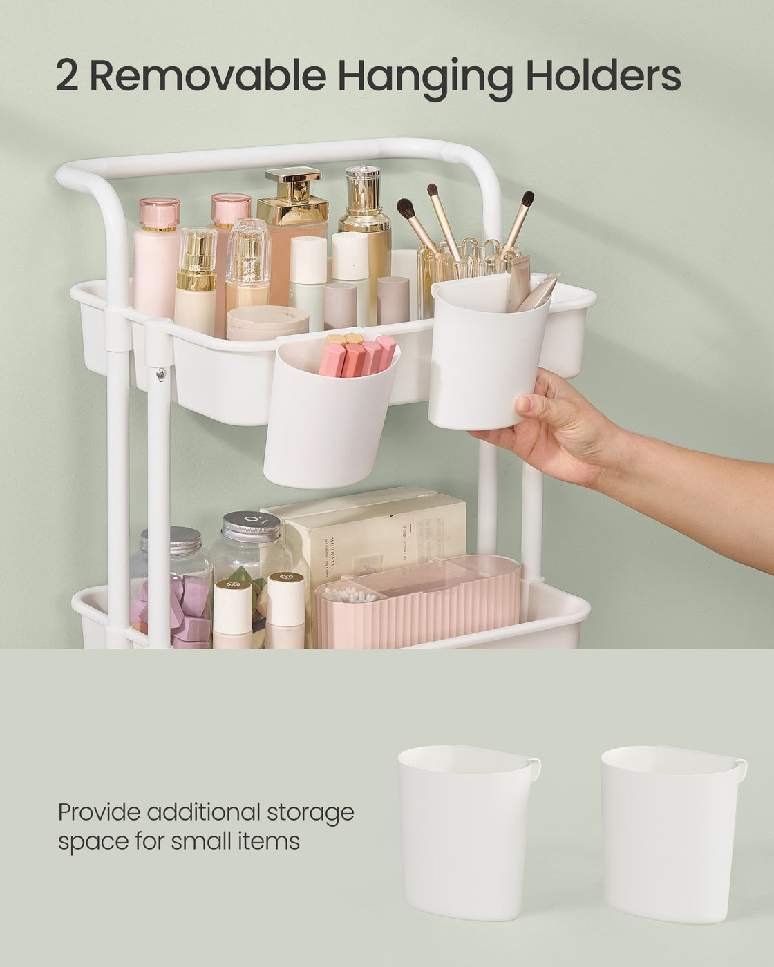 4-Tier Storage Trolley - Steel Frame - Black - Utility Cart with Handle and Organisers