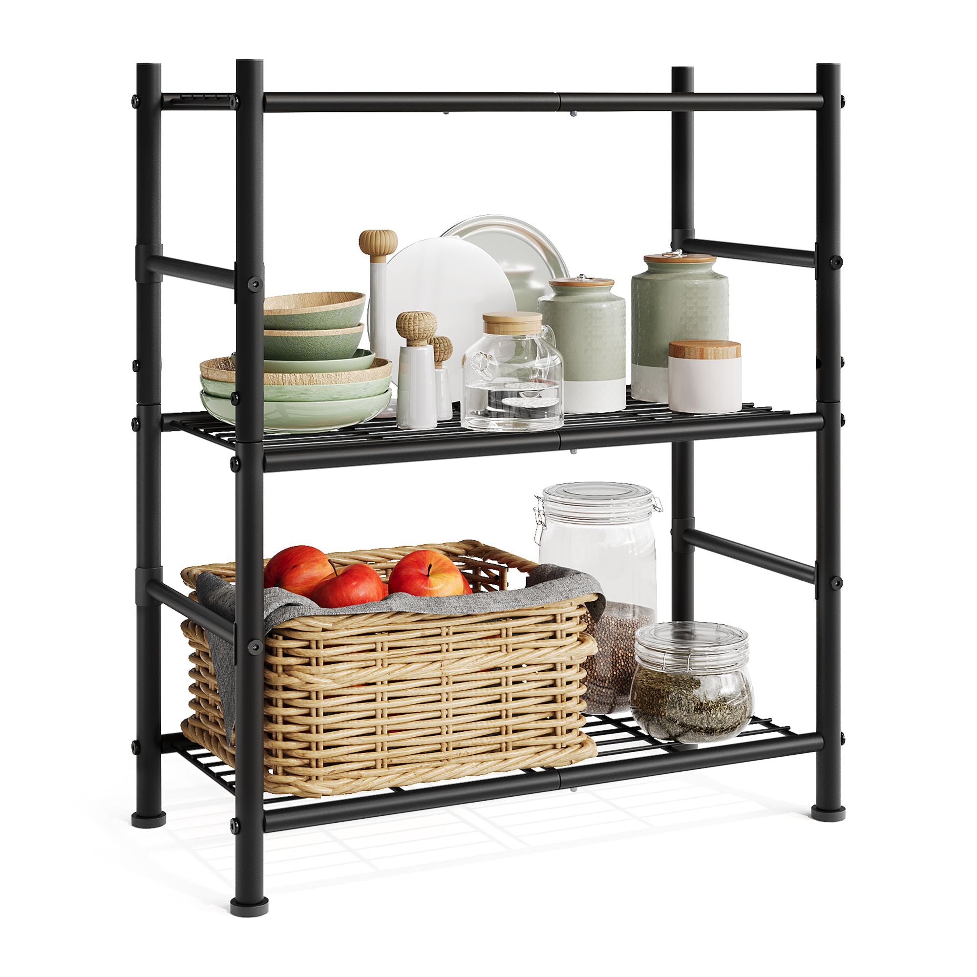 Storage Shelving Unit - Open with Multiple Tiers - Matte Black - 60 x 30 x 77.5 cm