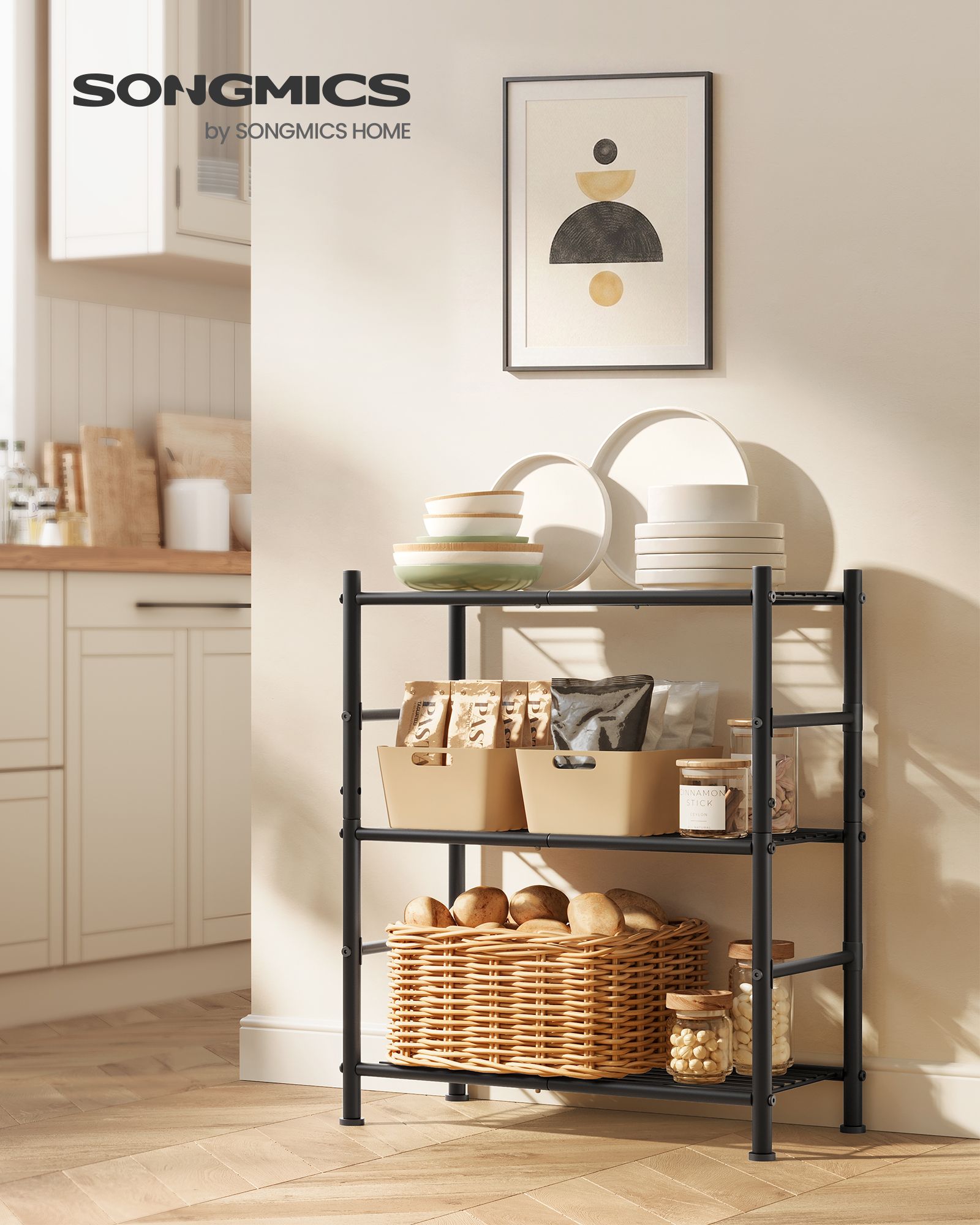 Storage Shelving Unit - Open with Multiple Tiers - Matte Black - 60 x 30 x 77.5 cm