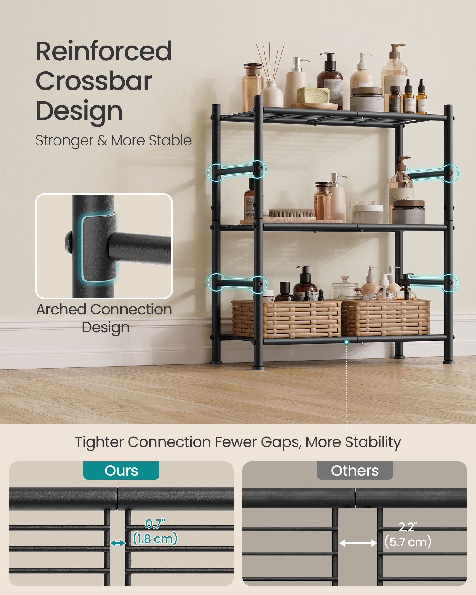 Storage Shelving Unit - Open with Multiple Tiers - Matte Black - 60 x 30 x 77.5 cm