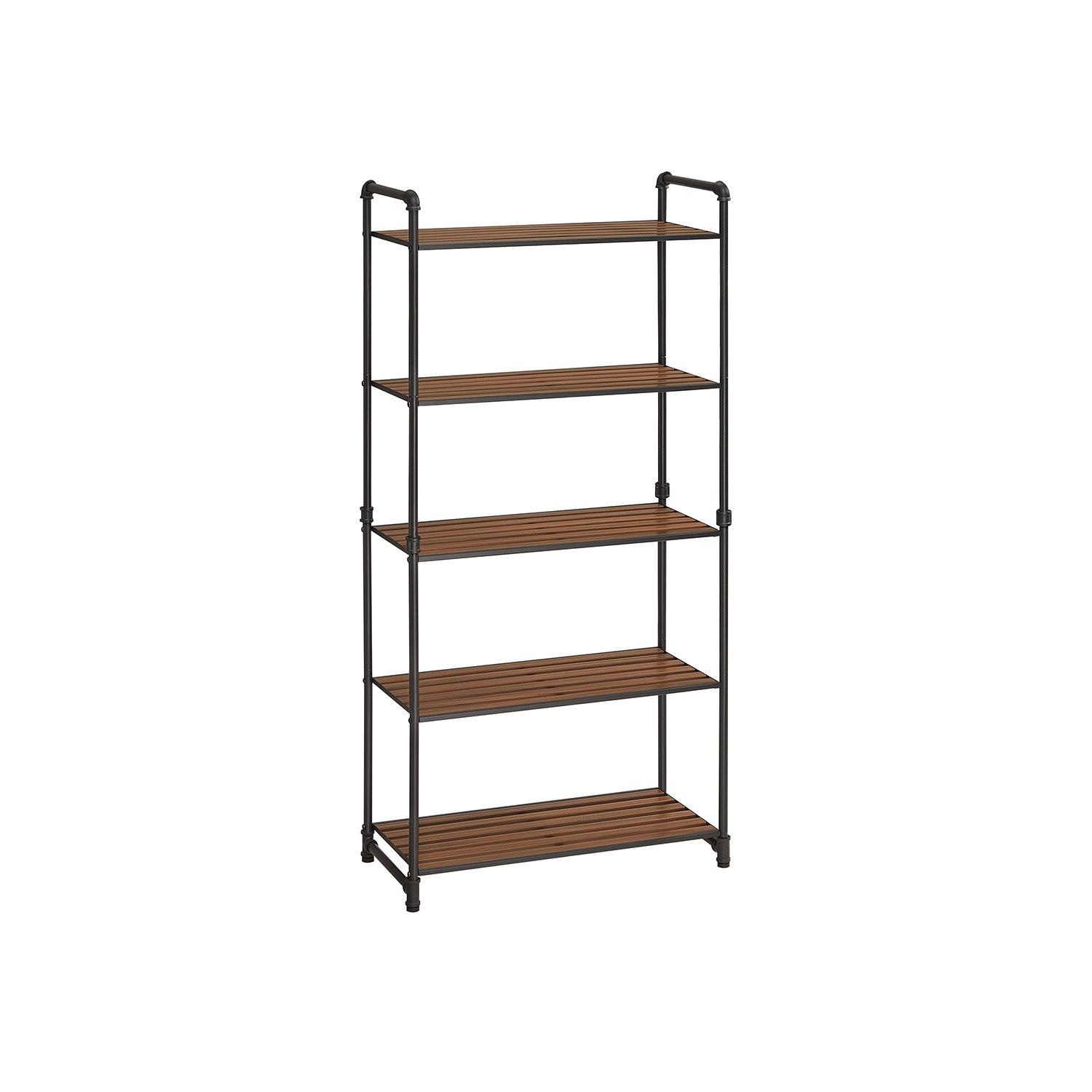 5-Tier Storage Rack - Wood - Rustic Brown - Adjustable Shelves