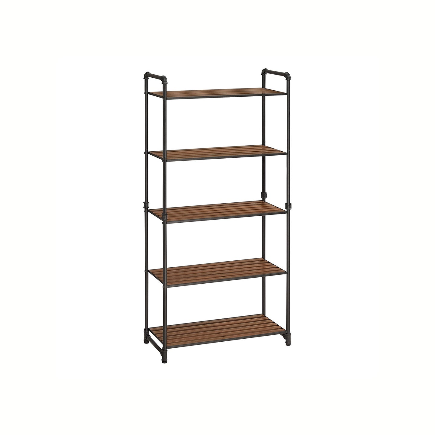 5-Tier Storage Rack - Wood - Rustic Brown - Adjustable Shelves