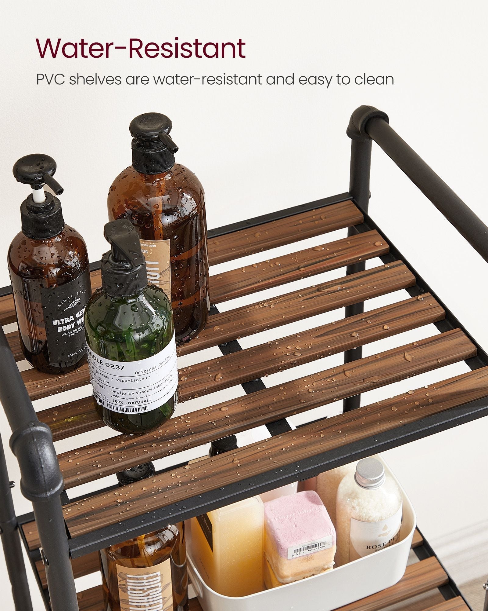 5-Tier Storage Rack - Wood - Rustic Brown - Adjustable Shelves