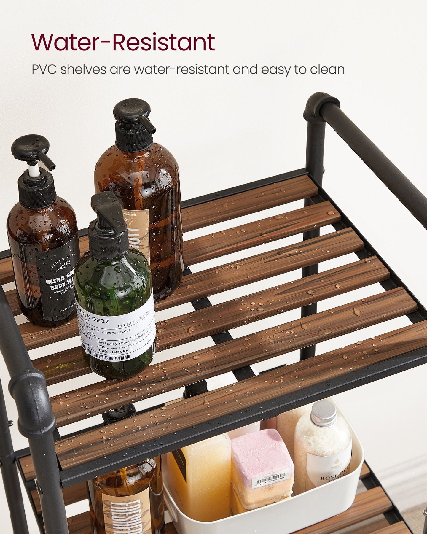 5-Tier Storage Rack - Wood - Rustic Brown - Adjustable Shelves