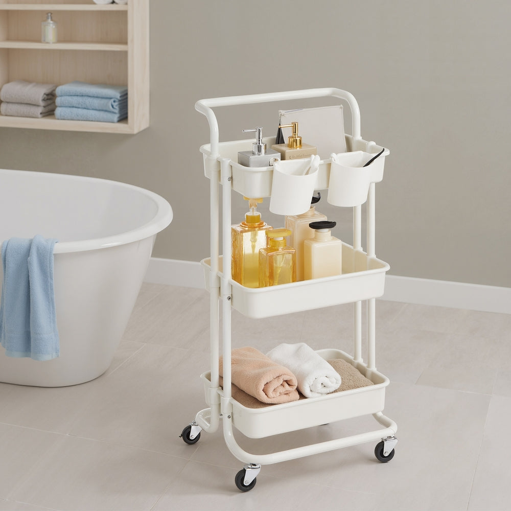 3 Tiers Mobile Trolley - 13L - Steel - Rolling Cart