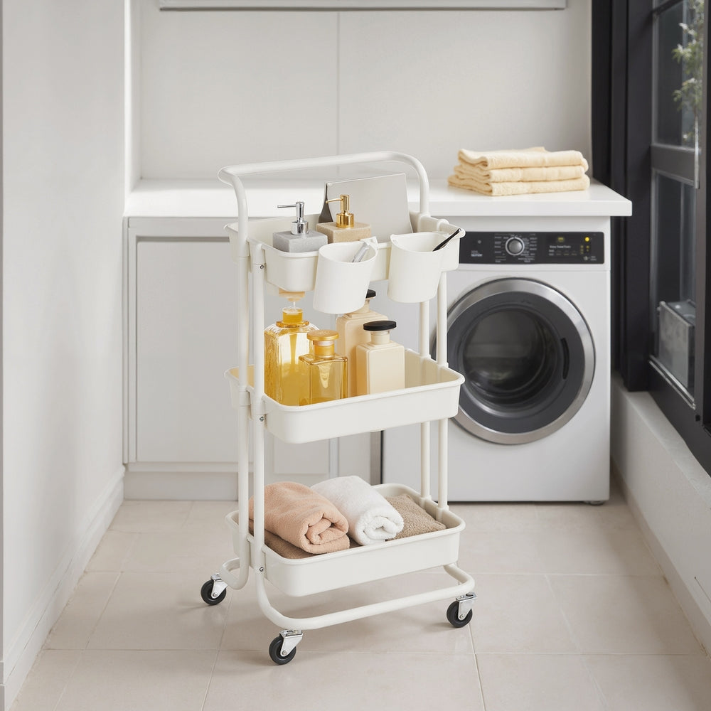 3 Tiers Mobile Trolley - 13L - Steel - Rolling Cart
