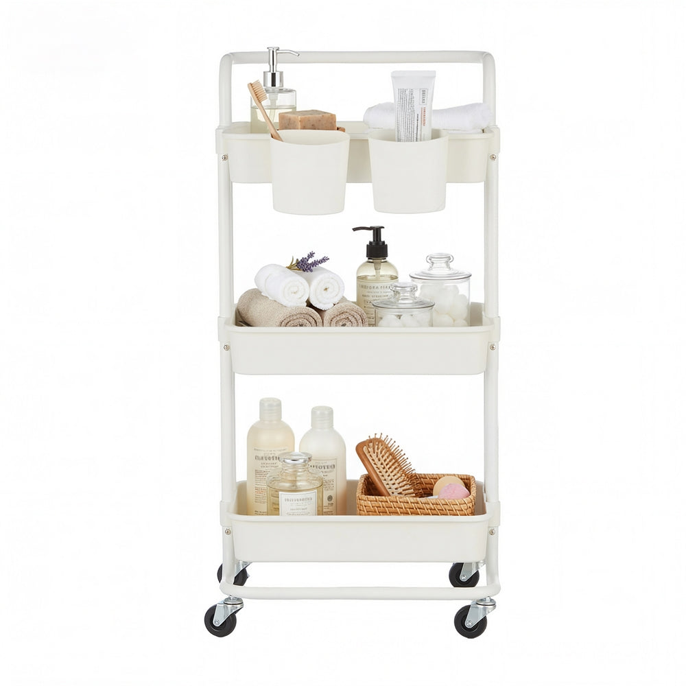 3 Tiers Mobile Trolley - 13L - Steel - Rolling Cart