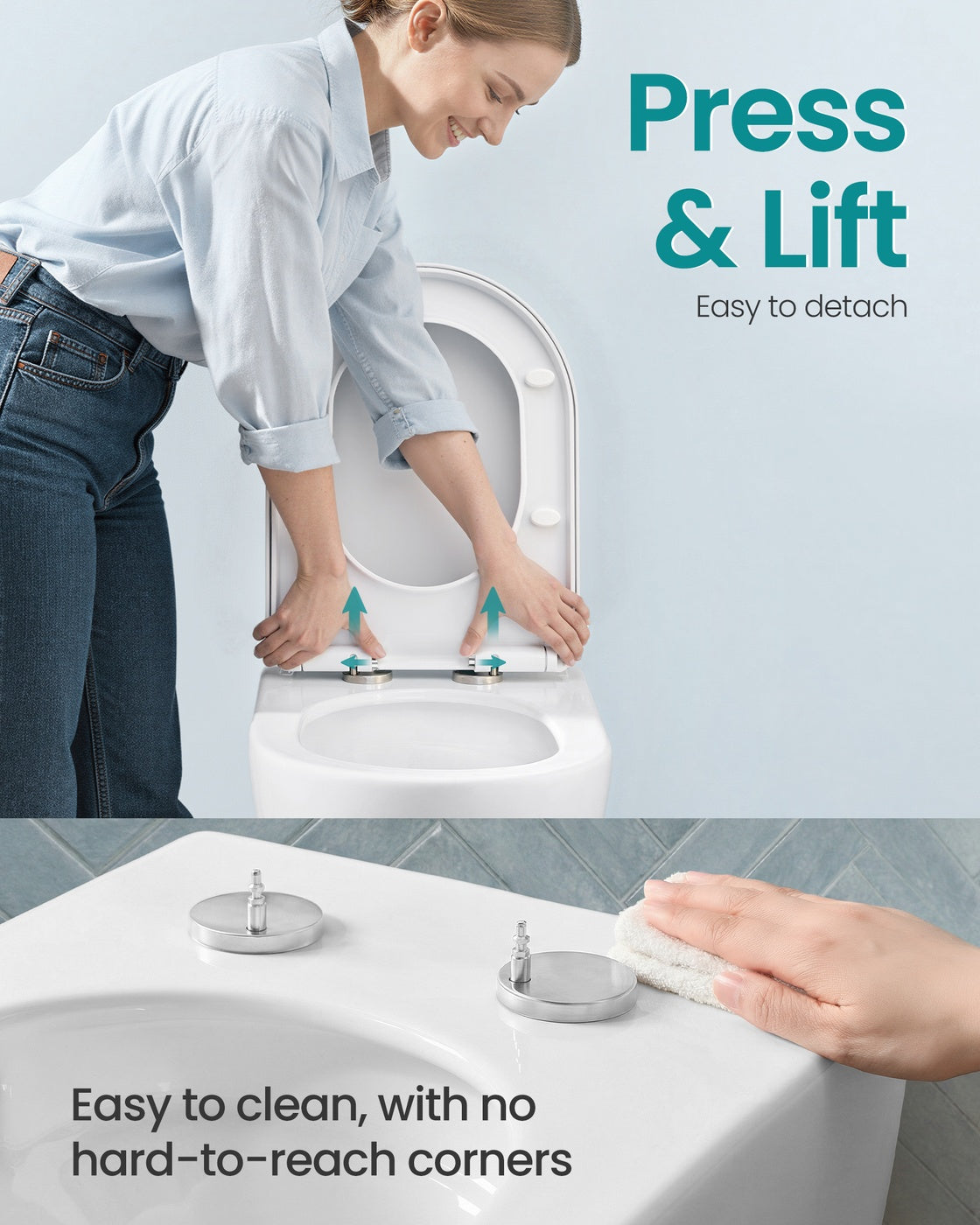 Elongated D-Shaped Soft-Close Toilet Seat - 18.1L x 14.2W - Duroplast