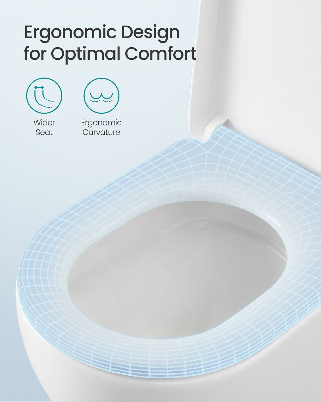 Elongated D-Shaped Soft-Close Toilet Seat - 18.1L x 14.2W - Duroplast