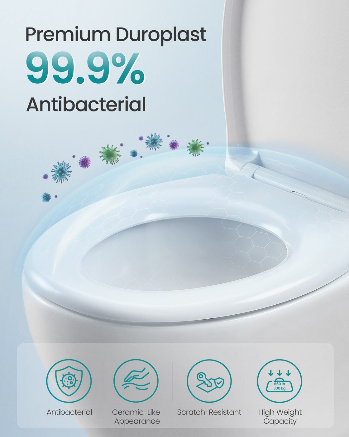 O-Shaped Heavy-Duty Toilet Seat - 17.5L - Duroplast